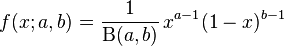 Probability density function (PDF) for the beta distribution formula