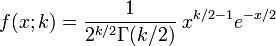 Probability density function (PDF) for the chi-square distribution formula