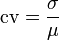 Coefficient of variation formula