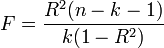 Multiple regression F-value formula