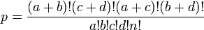 Fisher's exact test probability formula