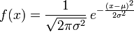 Probability density function (PDF) for the normal distribution formula