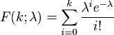 Cumulative distribution function (CDF) for the Poisson distribution formula