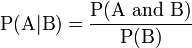 Conditional probability value formula