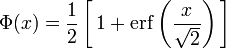 Cumulative distribution function (CDF) for the standard normal distribution formula