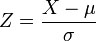 Z-value (standard normal score) formula